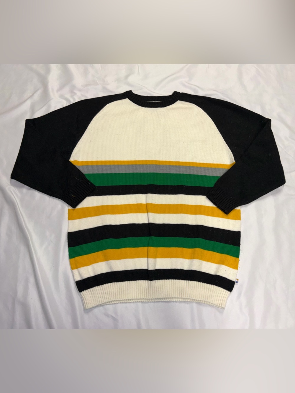 Vintage PJ Mark Black and Cream Striped Crewneck Sweater Lot O